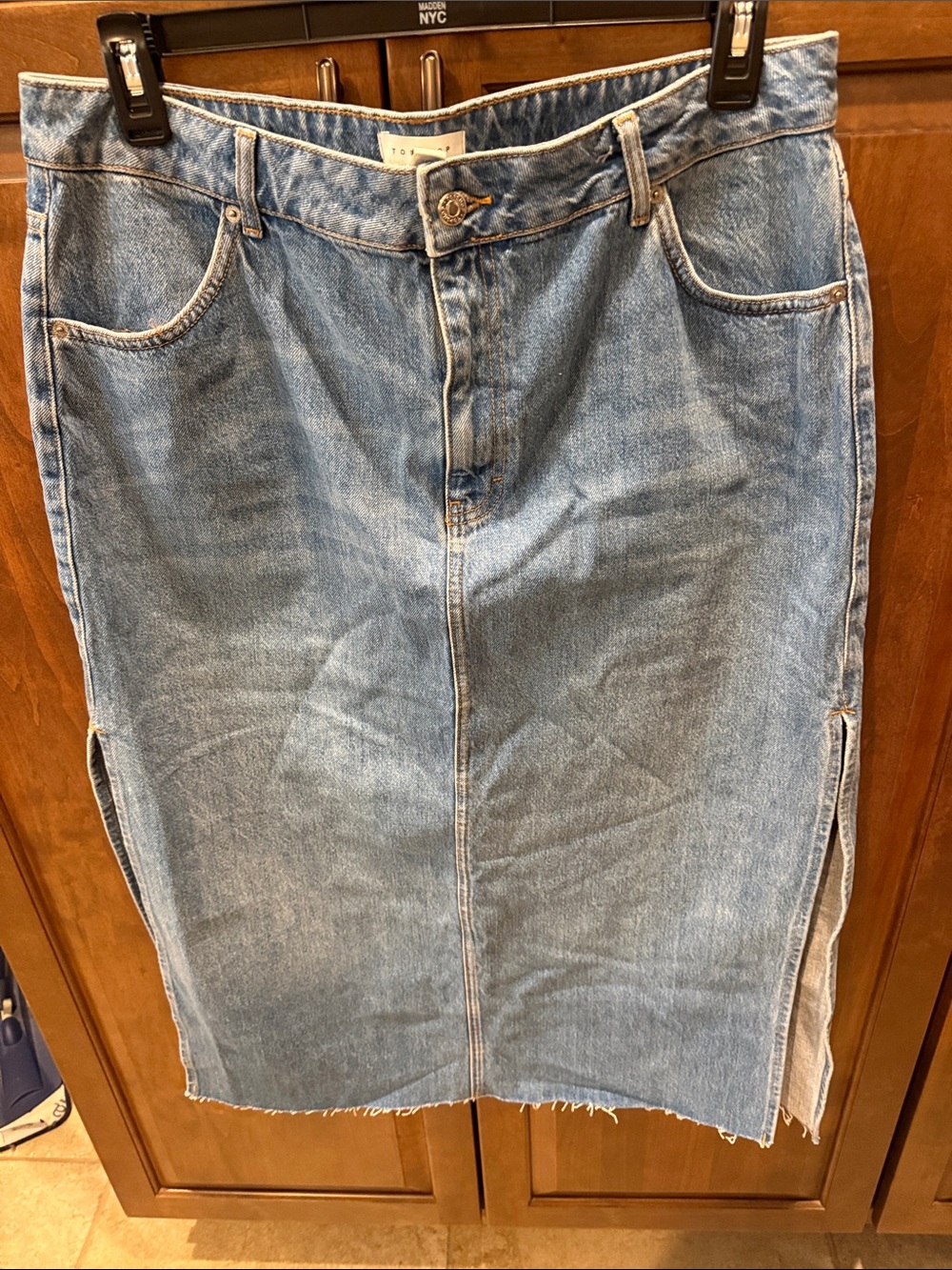 Topshop Light Blue Denim Pencil Skirt with Side Slits - NWT